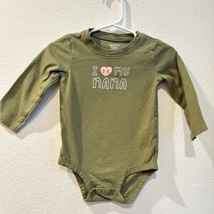 Carter’s "I Love My Nana" Long Sleeve Bodice Olive Green 12M